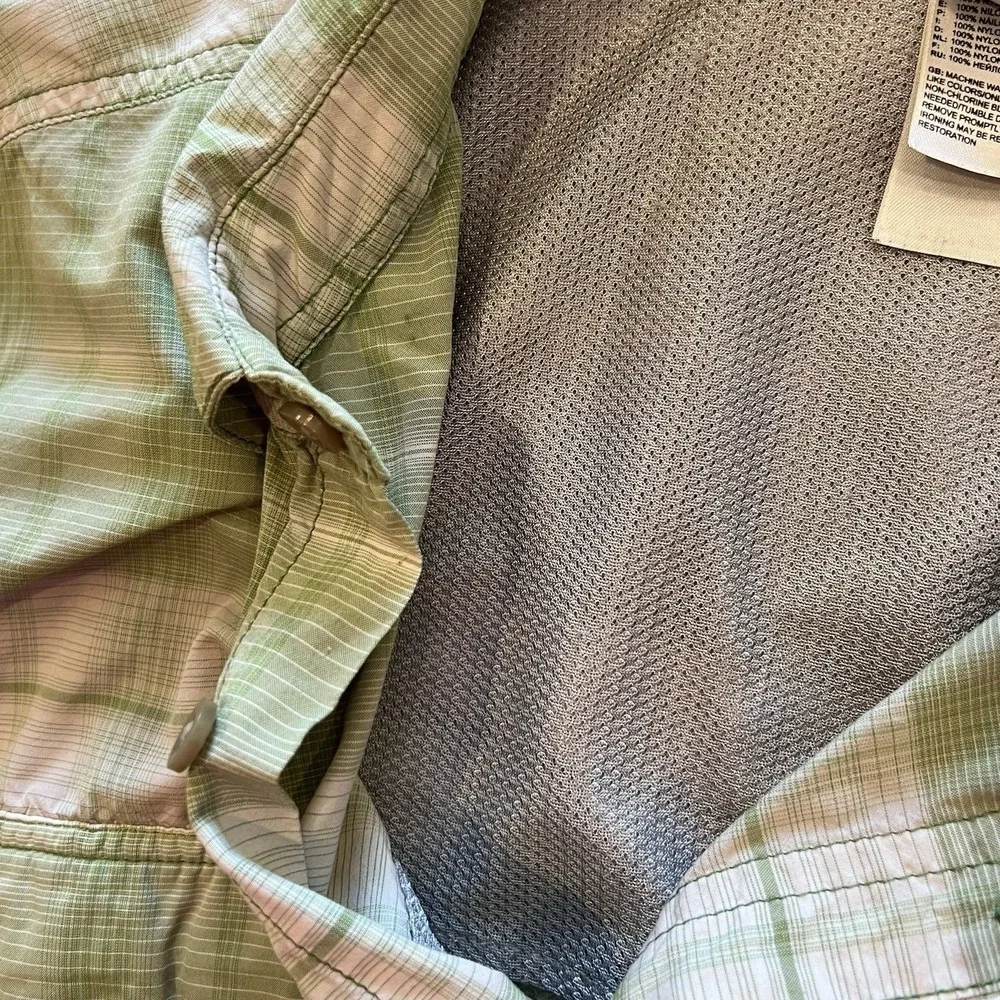 The North Face Shirt Men's XL Green Plaid‎ Vapor Wick Vented Fishing Outdoor